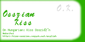 osszian kiss business card